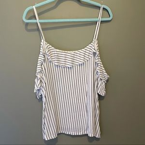 American Eagle Striped Cold Shoulder Top